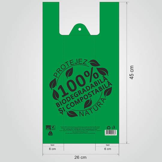 Pungi mici biodegradabile, 26x45cm, 4kg (1000 buc.)