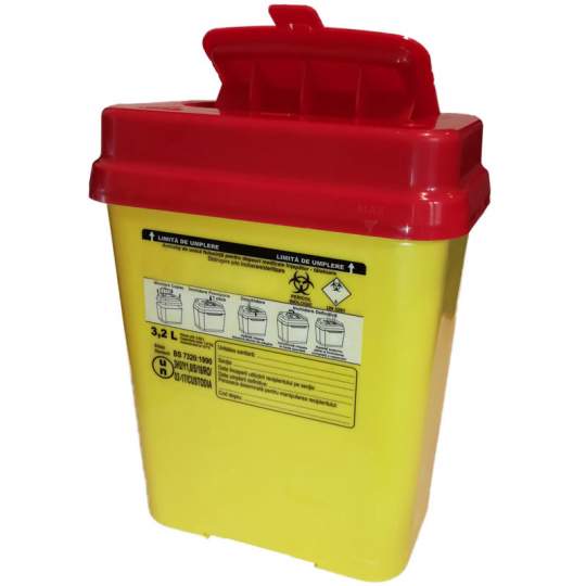 Recipient 3.2 litri, plastic, deseuri medicale intepatoare / taioase (1 bucata)