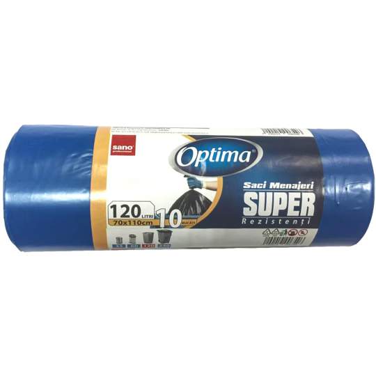 Saci menajeri 120L albastri 70x110cm Sano Optima Super (rola 10 bucati)
