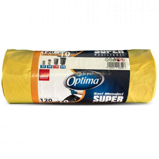 Saci menajeri 120L galbeni 70x110cm Sano Optima Super (rola 10 bucati)