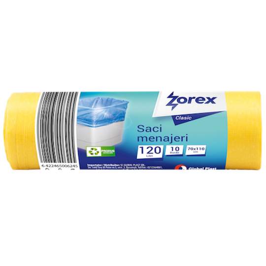 Saci menajeri 120L galbeni Zorex Clasic, 10 bucati / rola (1 rola)
