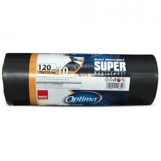 Saci menajeri 120L negri 70x110cm Sano Optima Super (rola 10 bucati)