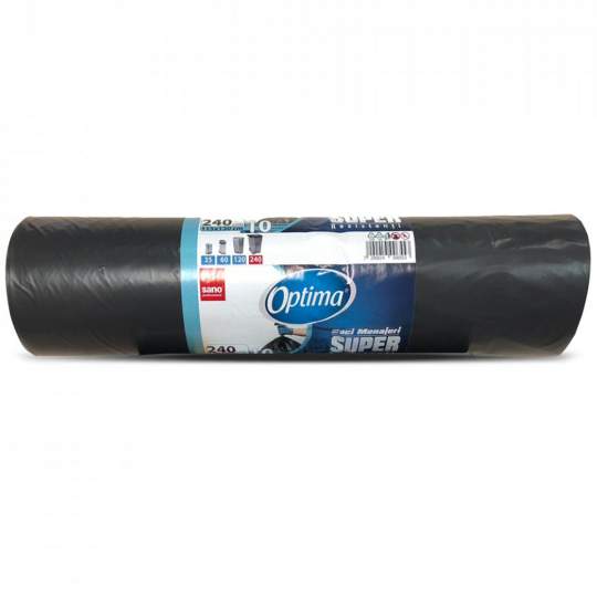 Saci menajeri 240L negri 115x130cm Sano Optima Super (rola 10 bucati)