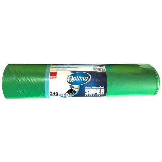 Saci menajeri 240L verzi 115x130cm Sano Optima Super (rola 10 bucati)