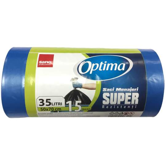 Saci menajeri 35L albastri, rezistenti 50x70cm Sano Optima Super (rola 15 bucati) Saci menajeri 35L albastri, rezistenti 50x70cm Sano Optima Super (rola 15 bucati)