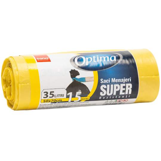 Saci menajeri 35L galbeni, rezistenti 50x70cm Sano Optima Super (rola 15 bucati) Saci menajeri 35L galbeni, rezistenti 50x70cm Sano Optima Super (rola 15 bucati)