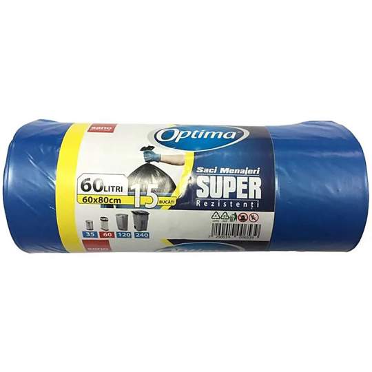 Saci menajeri 60L albastri, rezistenti 60x80cm Sano Optima Super (rola 15 bucati)
