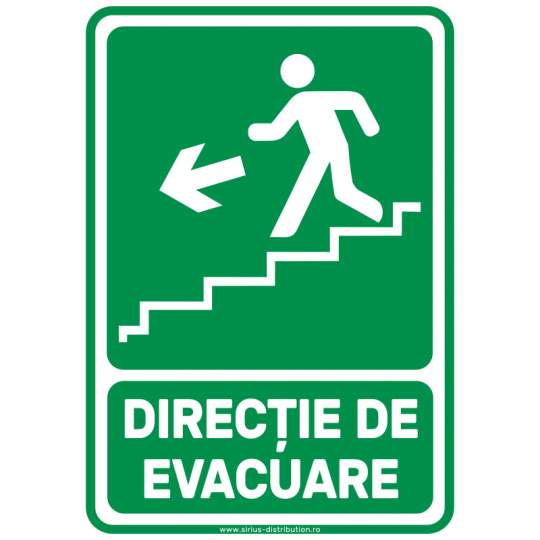 Autocolant Evacuare Scara Jos Stanga 148x210mm format A5 (1 bucata)