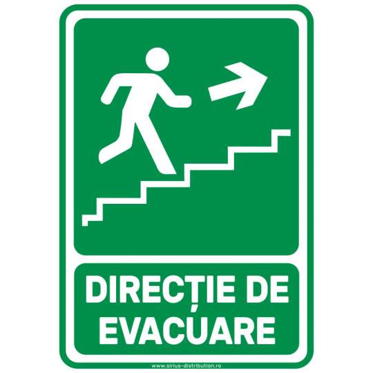 Indicator autocolant - Directie de Evacuare Trepte SUS DREAPTA - A5 Indicator autocolant - Directie de Evacuare Trepte SUS DREAPTA - A5