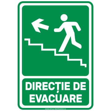 Indicator autocolant - Directie de Evacuare Trepte SUS STANGA - A5