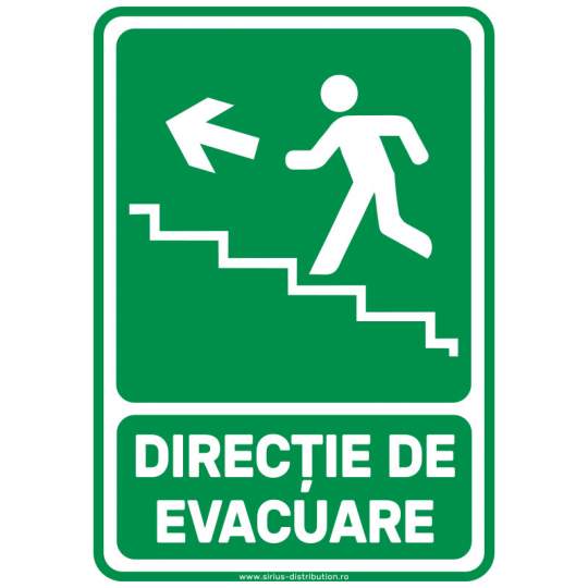 Indicator autocolant - Directie de Evacuare Trepte SUS STANGA - A5 Indicator autocolant - Directie de Evacuare Trepte SUS STANGA - A5