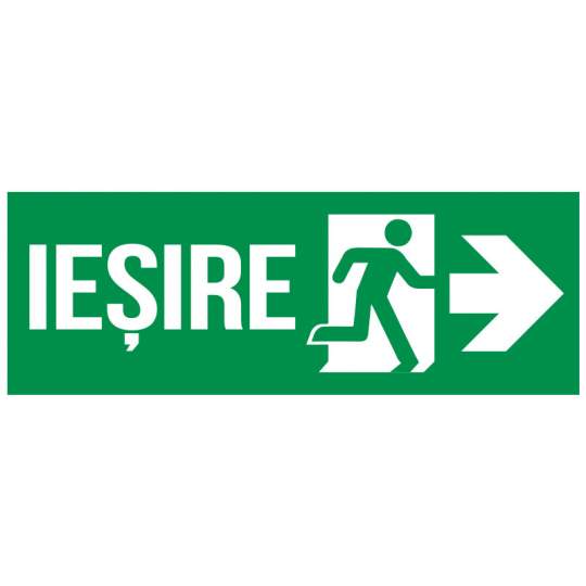 Indicator autocolant - Iesire in caz de urgenta DREAPTA - 297x105