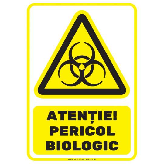 Autocolant ATENTIE Pericol Biologic 148x210mm format A5 (1 bucata)
