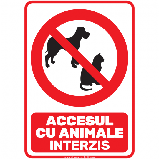 Indicator autocolant - ACCESUL INTERZIS CU ANIMALE - A5