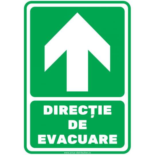 Indicator autocolant - DIRECTIE DE EVACUARE - sus - PVC plastifiat - A4 - 210x297mm (1 buc.)
