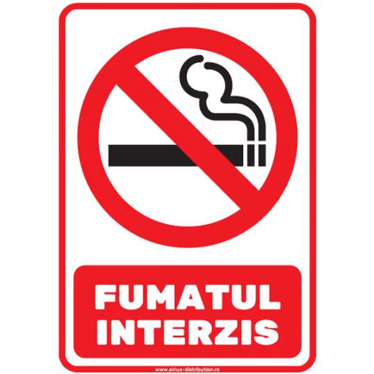 Indicator autocolant - FUMATUL INTERZIS - PVC plastifiat - A5 - 148x210mm (1 buc.)