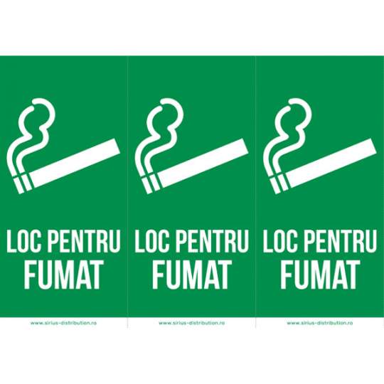 Indicator autocolant - LOC PENTRU FUMAT - PVC plastifiat - 99x210mm (3 buc.)
