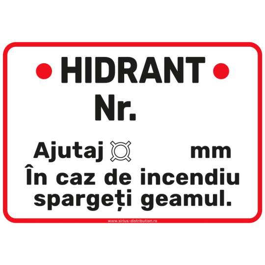 Autocolant HIDRANT CU AJUTAJ format A5 148x210mm (1 bucata)