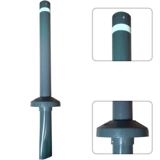 Stalp metalic rotund delimitare trafic auto-pietonal, prindere in beton, reflectorizant, inaltime 70 cm