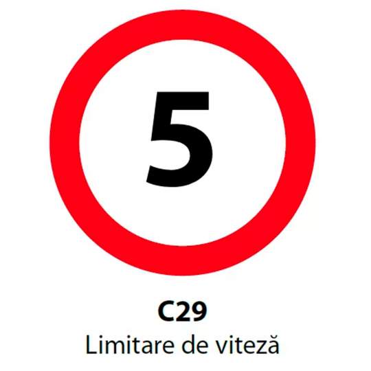 Indicator rutier - Limitare de viteza 5km - metalic, diametru 60cm
