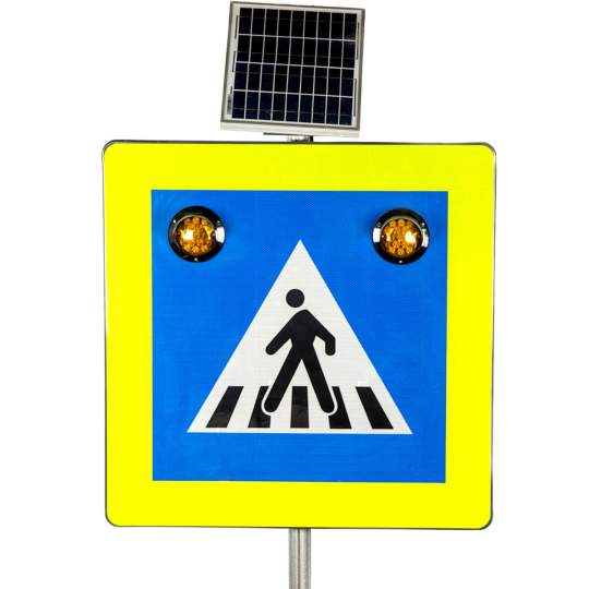 Indicator rutier Trecere de Pietoni cu LED tri-flash si panou fotovoltaic (1 bucata)