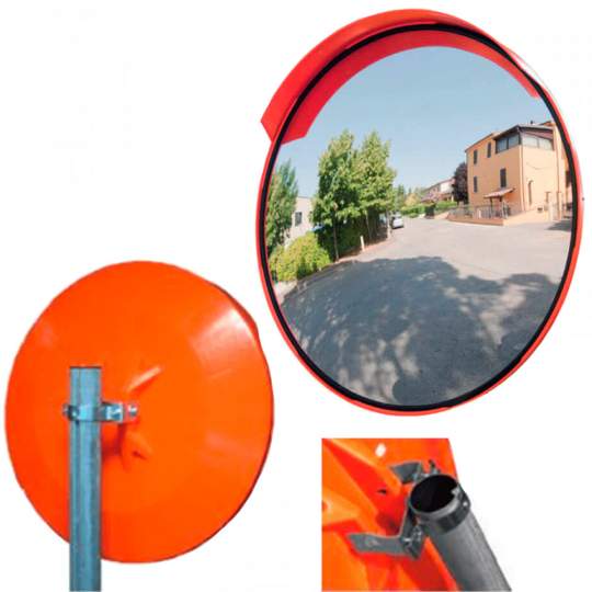 Oglinda trafic rutier circulara convexa 90 cm cu sistem de prindere
