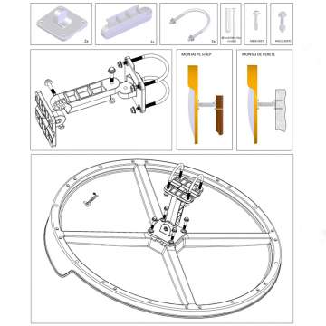 SET Oglinda rutiera diametrul 80cm + stalp metalic cu flansa prindere in beton (1 bucata)