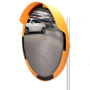 SET Oglinda rutiera diametrul 80cm + stalp metalic cu flansa prindere in beton (1 bucata)