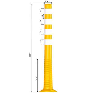 Stalp flexibil pentru delimitare trafic cu inaltimea de 100 cm, galben (1 bucata)