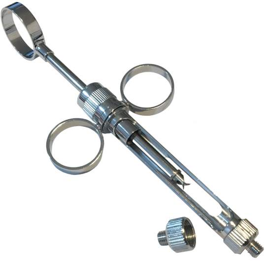 Seringa pentru anestezie, otel inox, cu 2 varfuri: surub metric si inch, 3 inele (1 bucata)