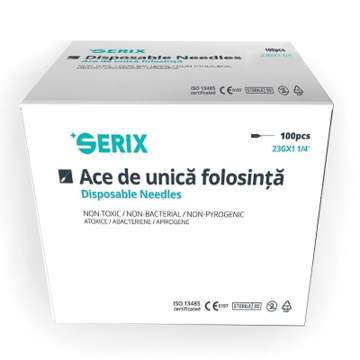 Ace seringa 23G albastre unica folosinta sterile - Serix (100 bucati)