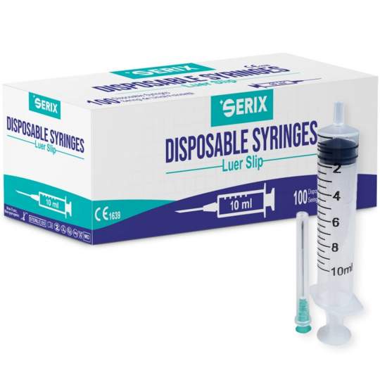 Seringi 10ml ac 21G verde Luer Slip, unica folosinta, sterile - Serix (100 bucati)