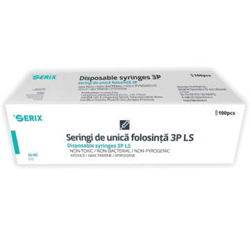 Seringi 10ml ac 21G verde Luer Slip, unica folosinta, sterile - Serix (100 bucati)