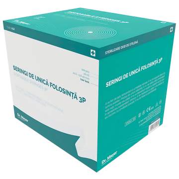 Seringi 20 ml din 3 parti, piston alb, ac 21G, 0.8 x 40mm, luer-lock Dr. Mayer (50 bucati)