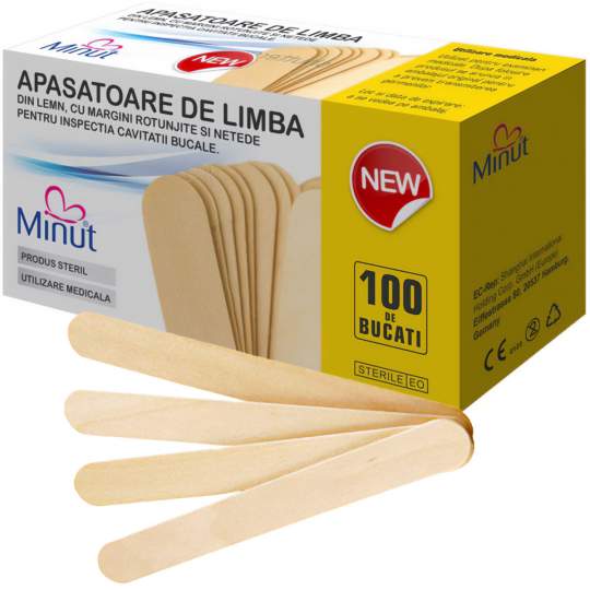 Spatule lemn mari Sterile abeslang apasatoare limba 150x18x1.6mm (100 bucati)