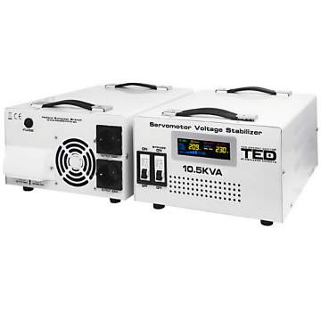 Stabilizator tensiune monofazat 10.5kVA 6000W, 2 iesiri schuko, cu servomotor TED000033