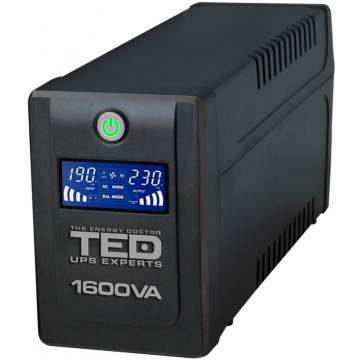Ups 1600VA/900W LCD display Line Interactive-stabilizator 4 iesiri schuco TED001597