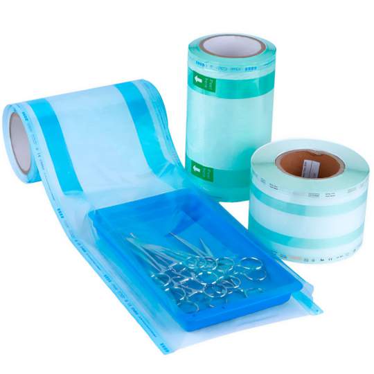 Rola pungi sterilizare cu pliu 250mm x 100m, pliu 65mm, martor autoclav si EO (1 rola)