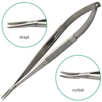 Port ac Castraviejo drept / curb, 18cm pentru ace de sutura microchirurgie (1 bucata)