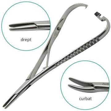 Port ac Mathieu drept / curb, 17cm pentru ace de sutura (1 bucata)