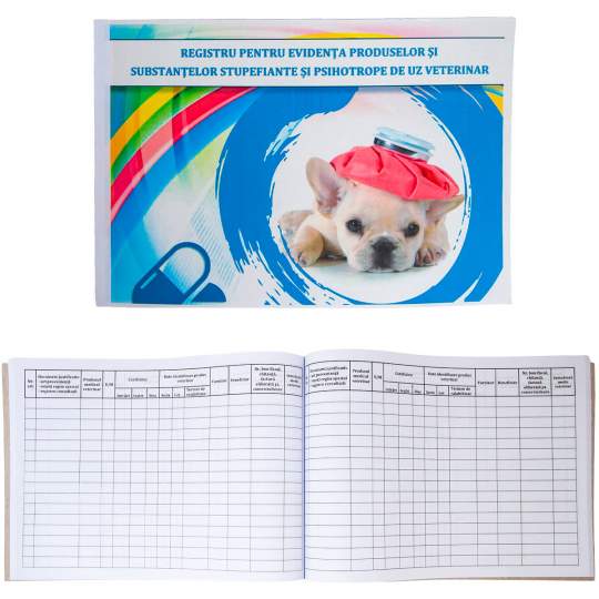 Registru evidenta produselor si substantelor stupefiante si psihotrope uz veterinar, 100 file format A4