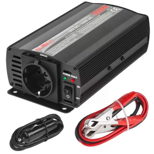 Invertor Kemot de la 24V la 220-230V 300W unda sinusoidala modificata 1 iesire schuko Invertor Kemot de la 24V la 220-230V 300W unda sinusoidala modificata 1 iesire schuko