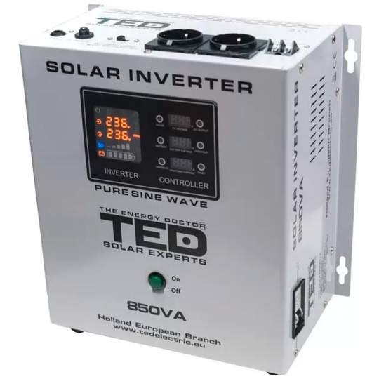 Invertor solar de la 12V la 230V 850VA / 500W Unda Sinusoidala TED Electric
