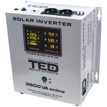 Invertor solar de la 48V la 230V 3600VA / 2400W Unda Sinusoidala TED Electric