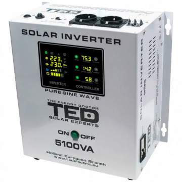 Invertor solar de la 48V la 230V 5100VA / 3500W unda sinusoidala TED Electric