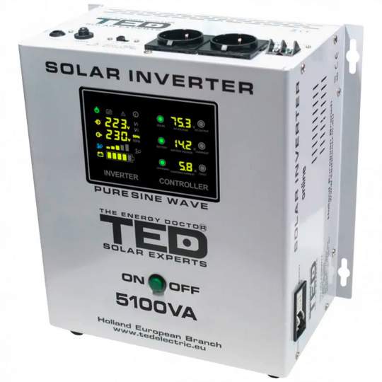 Invertor solar de la 48V la 230V 5100VA / 3500W unda sinusoidala TED Electric