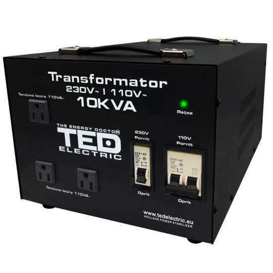 Transformator de la 220V la 110V 10000VA / 8000W cu carcasa TED Electric Transformator de la 220V la 110V 10000VA / 8000W cu carcasa TED Electric