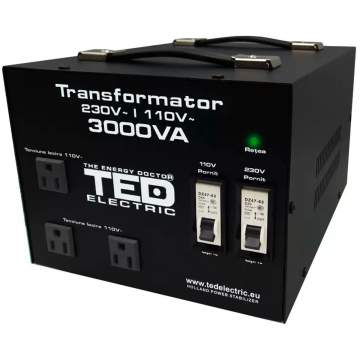 Transformator de la 220V la 110V 3000VA / 2400W cu carcasa TED Electric