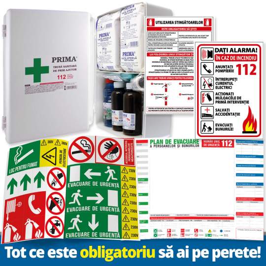 Pachet Trusa Sanitara de Prim Ajutor Fixa + Full Signalistica Pachet Trusa Sanitara de Prim Ajutor Fixa + Full Signalistica