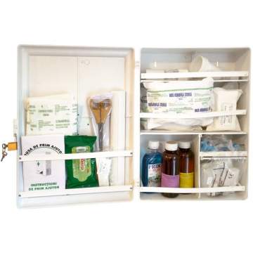 Trusa sanitara prim ajutor inchidere cu lacat omologata conform Ordin 427/2002 M.S. completa 86 componente